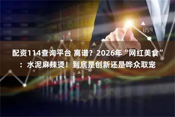 配资114查询平台 离谱？2026年“网红美食”：水泥麻辣烫！到底是创新还是哗众取宠