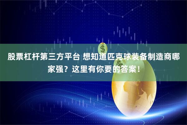 股票杠杆第三方平台 想知道匹克球装备制造商哪家强？这里有你要的答案！